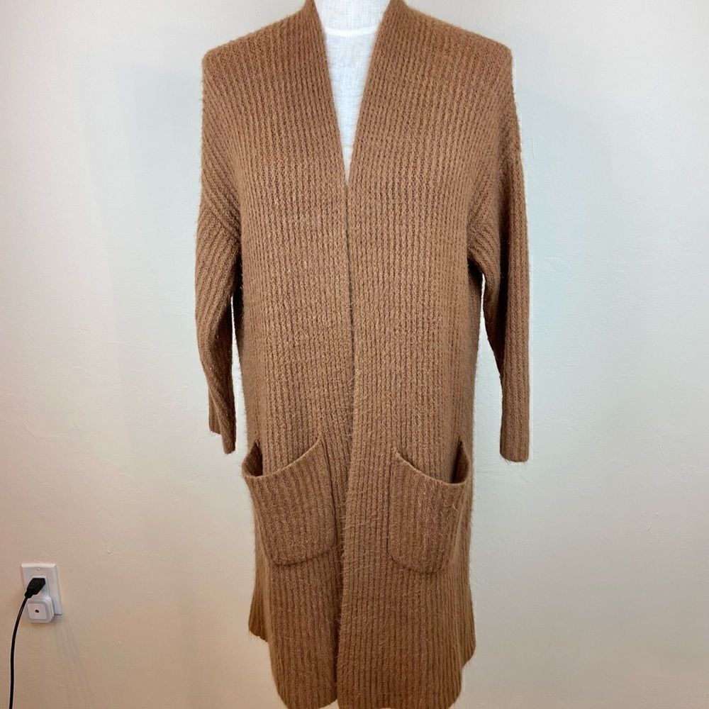 Lumière Cozy Knit Brown Pocket Cardigan
